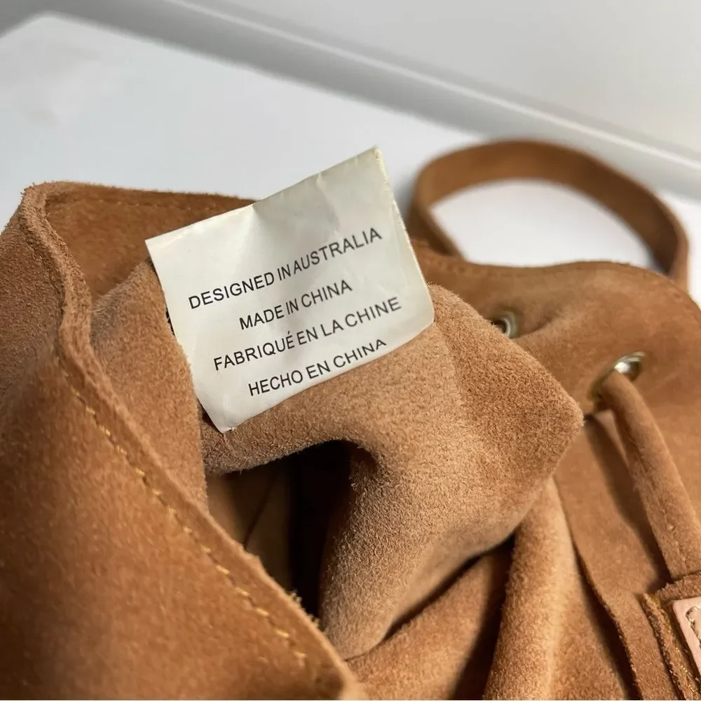 The Wolf Gang Brown Suede Backpack with Tassels
